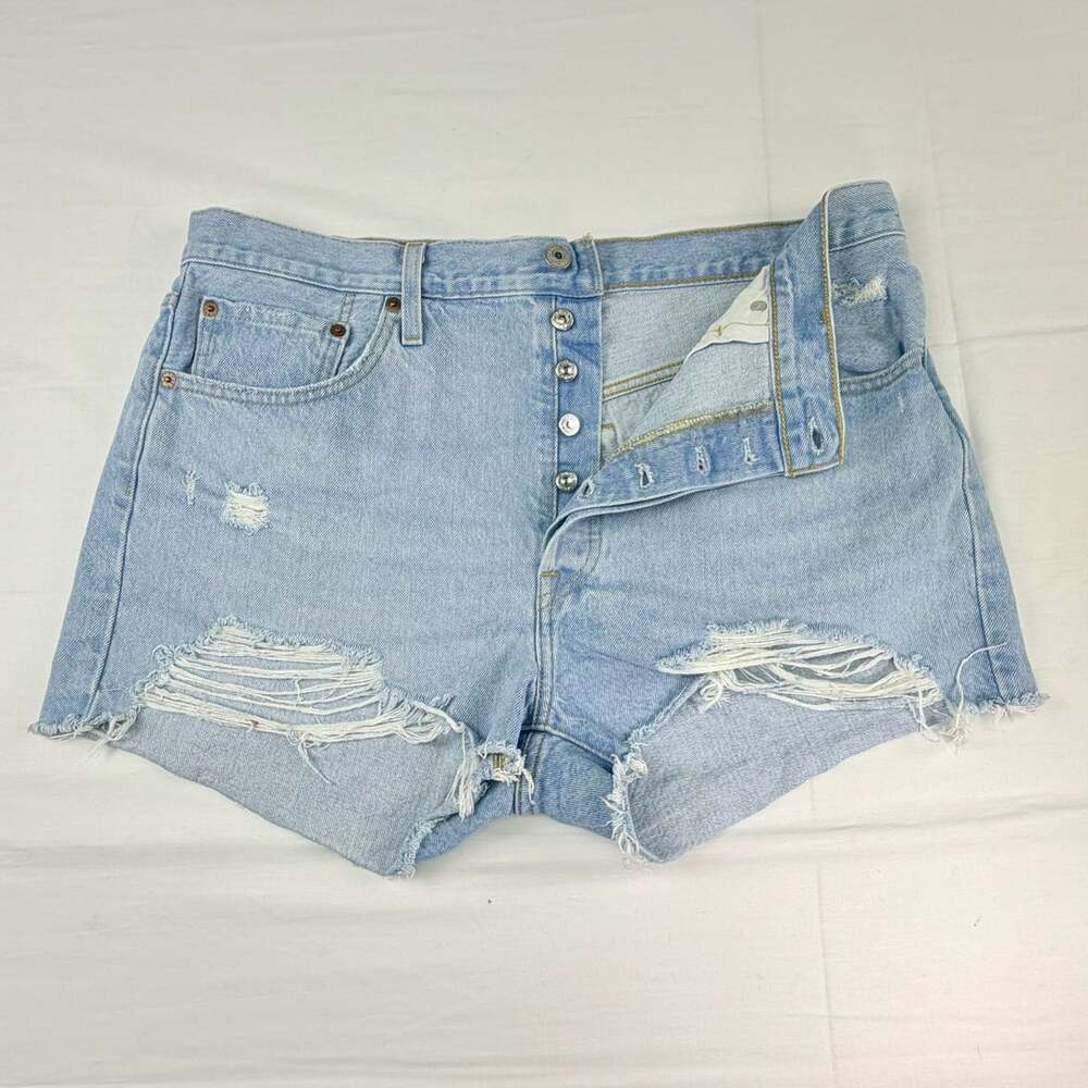 Levi's Women's 501 Original High-Rise Distressed Denim Shorts W34
